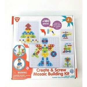 PlayGo Play Create & Screw Mosaic Building Kit 180 Pieces NEW SEALED.